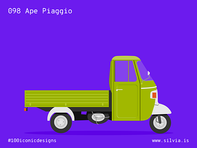 098 Ape Piaggio 100iconicdesigns ape dascanio flat illustration industrialdesign italiansdoitbetter piaggio product productdesign vespa