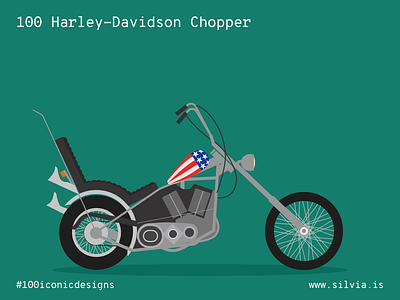 100 Harley Davidson Chopper 100iconicdesigns chopper ezsyrider flat harleydavidson illustration industrialdesign product productdesign