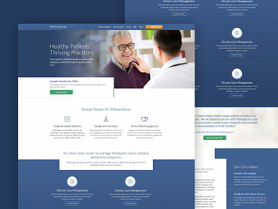 ThoroughCare Homepage blue healtcare homepage medical web design