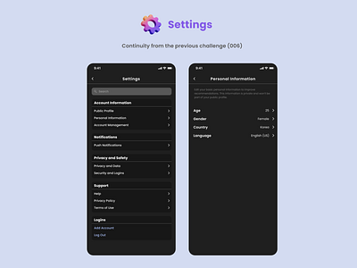 Daily UI #007 - Settings