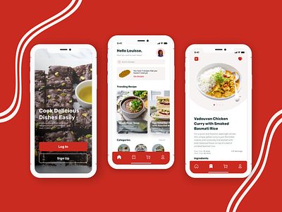 Recipe App app design food recipe indonesia recipe recipe app red tdthinker ui