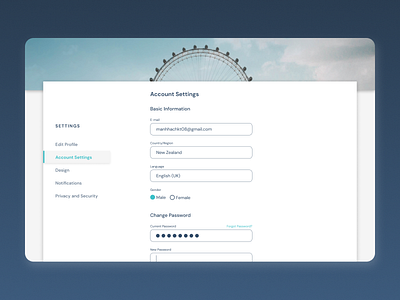 Account Settings Page account settings dailyui design setting settings ui web