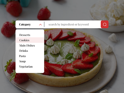 Recipe Category Dropdown Search Bar