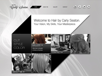 Salon Site black clean design hair page photo salon web website white