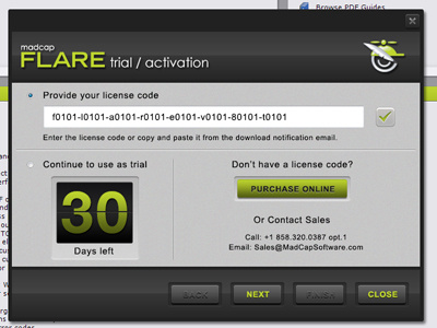 Trial/Activation Window activation window concept countdown green button grey button install wizard interface timer trail wizard trial interface ui ui design user interface wizard wizard concept