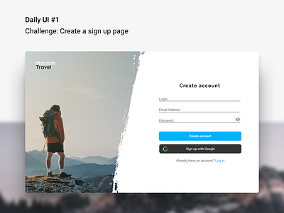 #DailyUI Challenge Day 1 challenge daily ui dailyui design graphic design log in moutain sign up travel ui user interface web web design