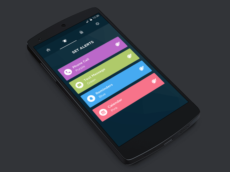 Set Alerts UI Concept alerts android animation application card choose concept interface layout set ui ux