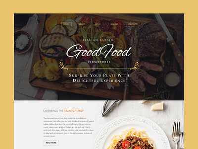 Restaurant Website Homepage away food interface itailan minimalist popular restaurant taste template ui ux website