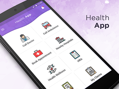Health App Dashboard Concept 3d android app dashboard flat health icon medical mobile