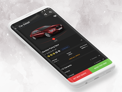 Car Detail Screen UI Concept auto car app car detail cards price cards app s8 user interface 360 view vehicle