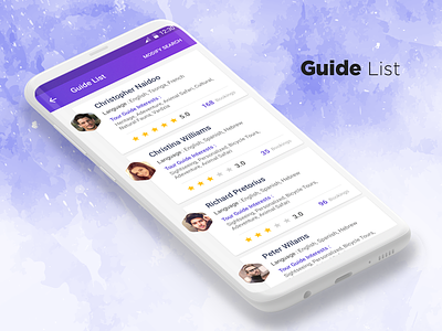 Guide List For Travel App Ui Concept application card concept guide interface list list people rating travel traveller ui ux