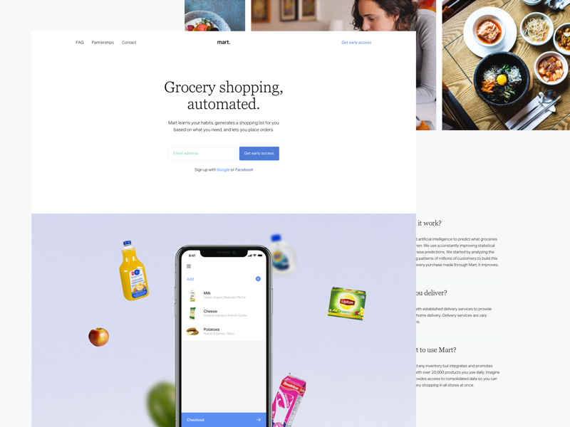 Mart's Website Coming soon marketing desktop website automated list shopping list grocery mart