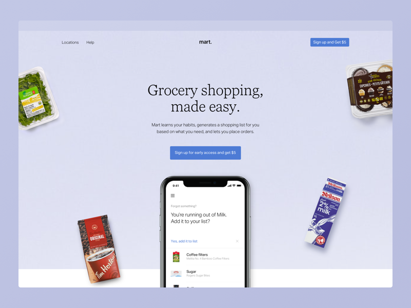 Mart Homepage Version A live mobile desktop website automated list shopping list grocery mart