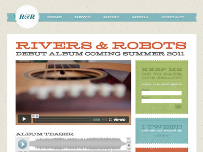 Rivers & Robots - Website Live! live music nice site texture vintage website