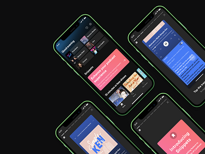 Home Screen-New feature for podcasts app design banner design button design card ui design clean ui ux dark mode dark ui feature page icon design music app music player navigation bar productdesign spotify stepper tab bar uiux user experience user interface uxdesign