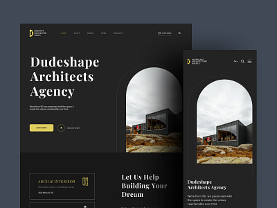 Architecture Interior Landing Page 2021 trend agency branding agency landing page agency website app design architecture best shot dark theme design dribbble best shot interaction interactive interior product design real estate startup trendy design typography ui ux