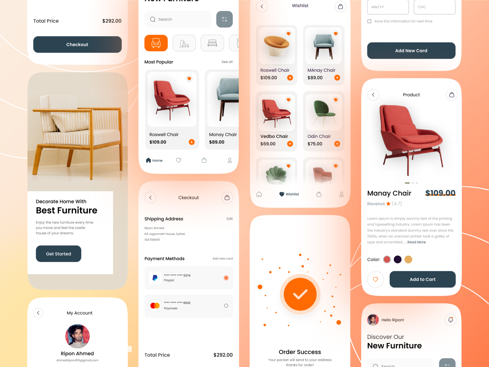 Furniture eCommerce mobile app design by Dude Shape on Dribbble