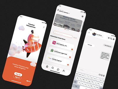 UI Find Job APP (VYA) app illustration job orange ui uiux