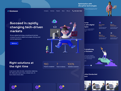 Gizemon website design - Technology web redesign