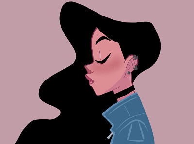 Disney-style girl 🖤🙎🏻‍♀️ animation art icon illustration ui ux