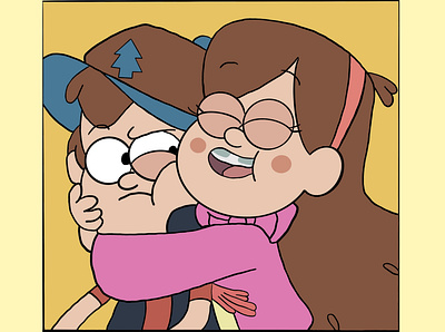 Mabel and Dipper from Gravity Falls 👫🏼 animation art illustration minimal ui ux