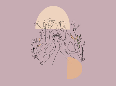 Girl and flowers 🌸 animation app art design flat illustration logo minimal ui ux