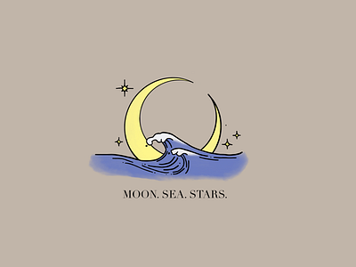 MOON 🌙 SEA 🌊 STARS ✨ animation app art icon illustration logo minimal