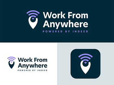Work From Anywhere logo & app icon app icon branding branding design icon identity logo logo design logomark logos remote work wordmark