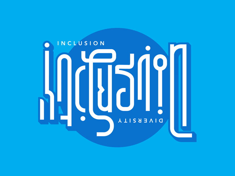 Inclusion & Diversity ambigram ambigram ambigrams animation blue design diversity graphic design inclusion lettering typography typography art typography design upside down