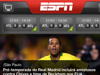 App ESPN app iphone menu texture