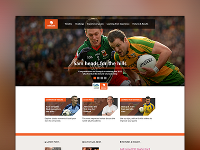Landing Page animation css football frutiger gaa home imagery sport transparency typography website
