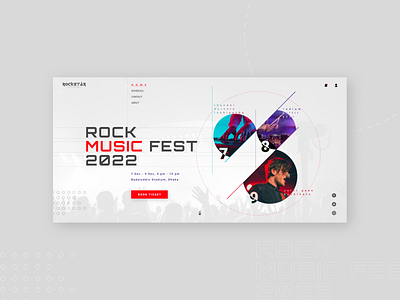 Rock Music Fest Concept Hero 2022 black booking colorful creative design fest festival fun hero music pop product red rock ticket ui ux vector white