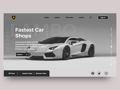 Landing page - DailyUI 03 cars design lambo lamboghini landing page ui ux web webdesign