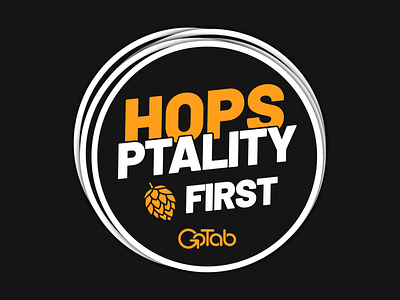 GoTab HOPSpitality First Sticker black brewery circle sticker gold hops hospitality illustration sticker