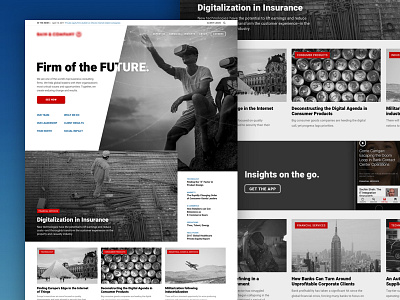 Black & White Homepage Concept black and white blue bw consulting headlines homepage imagery news red siteworx stories