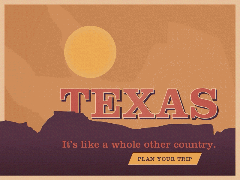 Vintage Postcard Promo animation blue colors orange plan your trip principle purple red sketch texas travel vintage