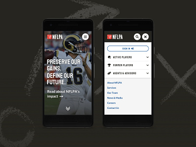 NFLPA Mobile Concept clean design football homepage menu mobile sports ui ux