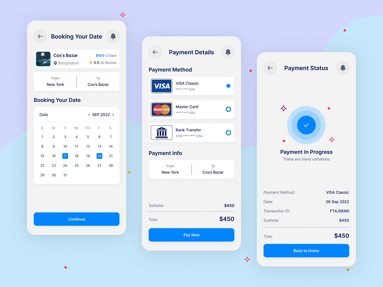 Booking Payment Method And Payment Success Screen App Design By Md Nasir Uddin On Dribbble 7348