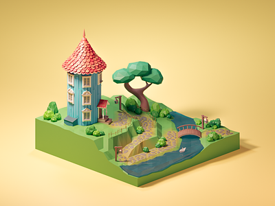 Moomin house blender blender3d diorama house illustration isometric low poly lowpoly moomins