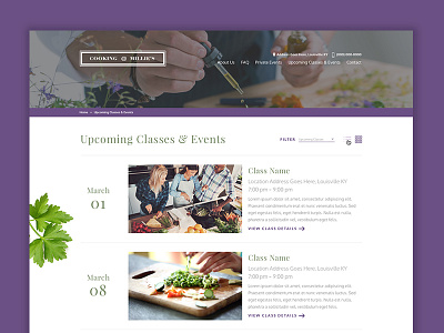 Cooking @ Millie's classes cooking cooking class events learning website website design