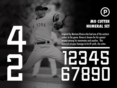 Mo Cutter Numeral Set baseball branding design logo mariano rivera sport number sports sports font typography vector yankees
