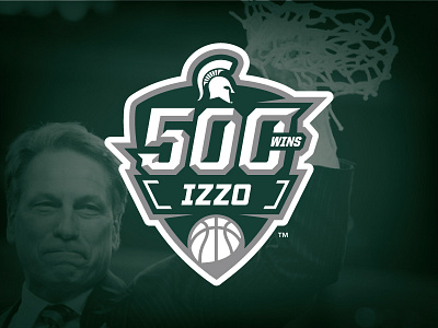Tom Izzo 500 Wins Logo basketball logo michigan state spartans sports