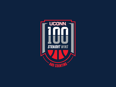 Uconn 100 Straight Wins Mark basketball logo typography uconn womens basketball