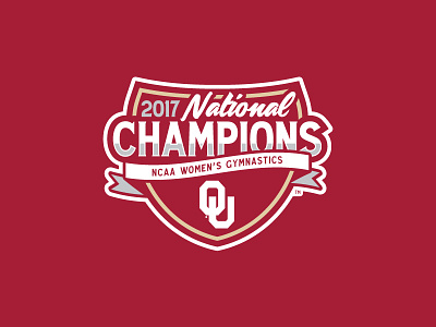 2017 Oklahoma Women's Gymnastics National Champions 2017 champions champs gymnastics logo national champions oklahoma ou ribbon shield sooners typography