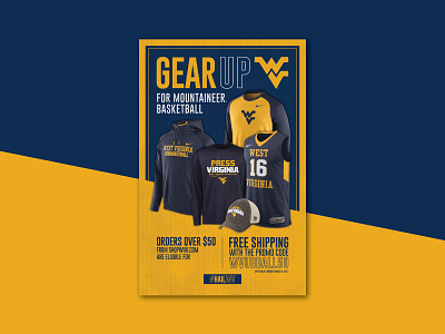 West Virginia Program Ad basketball flyer gear typography west virginia wvu
