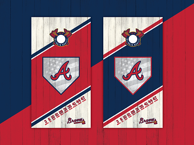 Atlanta Braves Cornhole Boards america atl atlanta baseball braves cornhole logo tomahawk typography