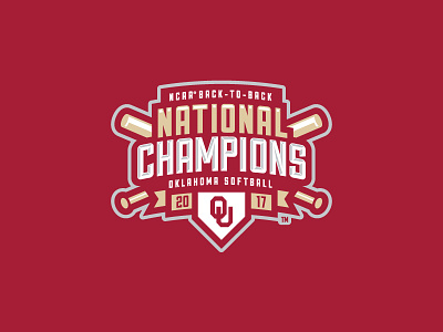 Oklahoma Softball National Champions Logo bats branding logo oklahoma ou plate softball typography university