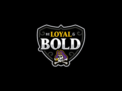 ECU Be Loyal & Bold Logo black branding design ecu gold logo pirates purple shield type typography