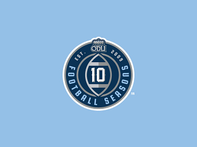 ODU 10 Football Seasons Logo badge branding football logo odu typography