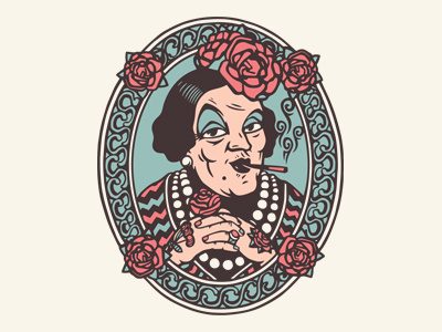 Frau Bloshka brooch frau grandmother madam tattoo vintage